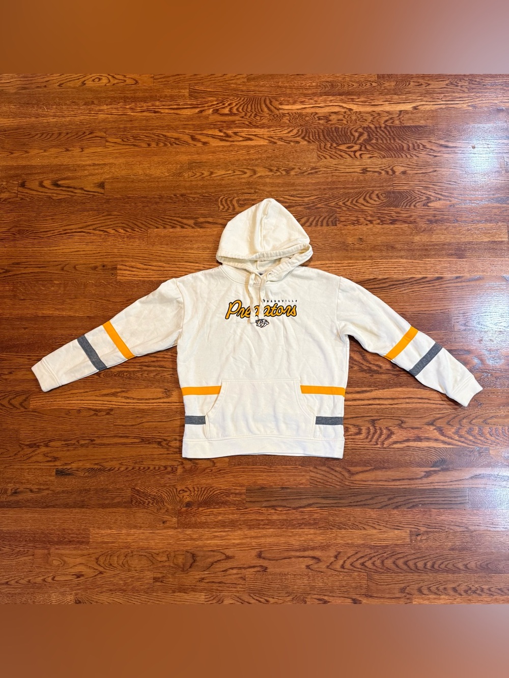 Nashville Predator NHL Hockey Cream Striped Women Small Hoodie Jacket